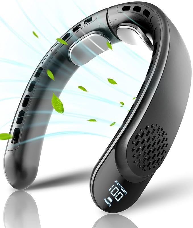 Portable Bladeless Neck Fan w/ Bluetooth Speakers