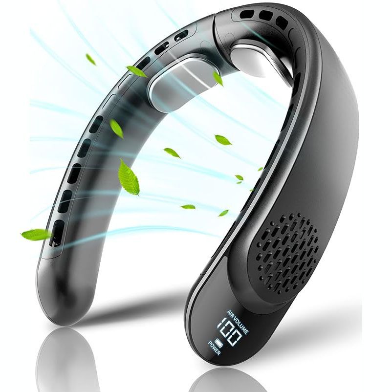 Portable Bladeless Neck Fan w/ Bluetooth Speakers