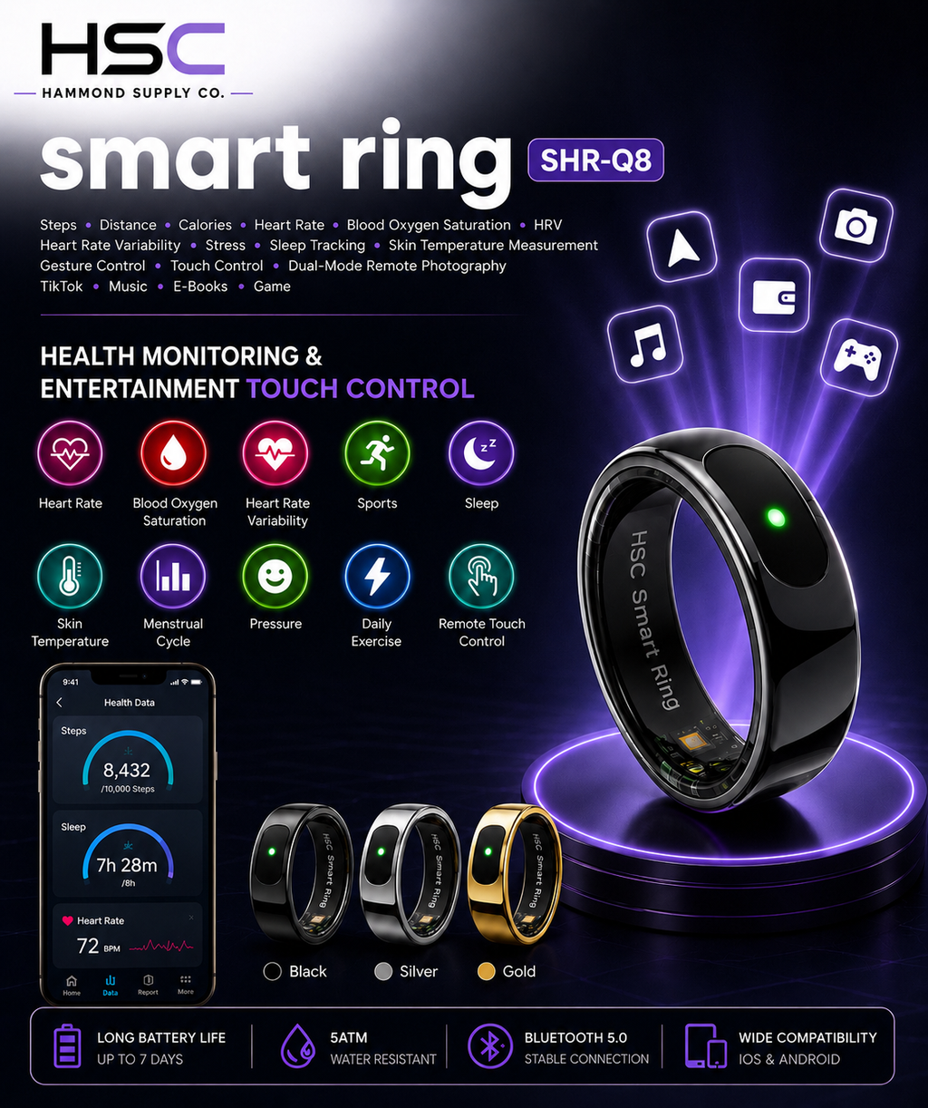 HSC Smart Ring | Sleep, Activity & Touch Control