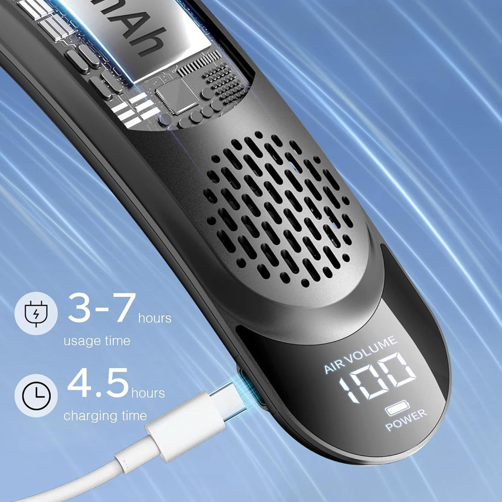 Portable Bladeless Neck Fan w/ Bluetooth Speakers