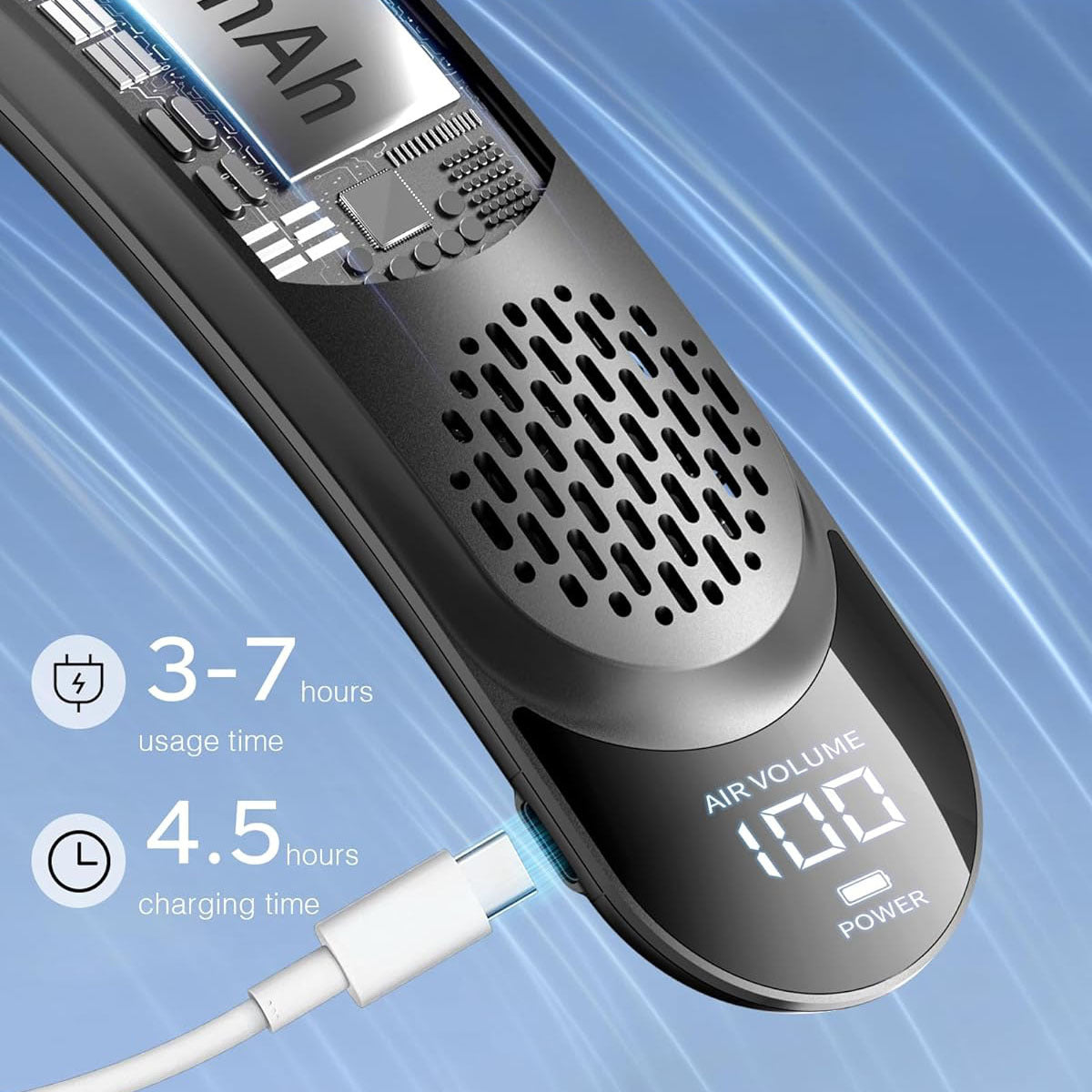 Portable Bladeless Neck Fan w/ Bluetooth Speakers