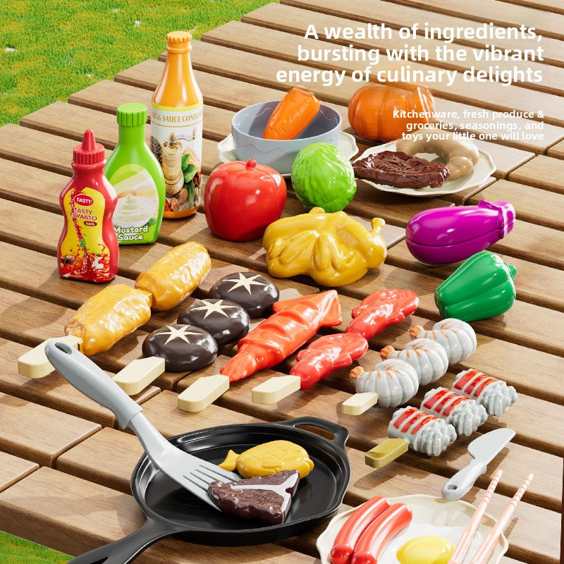 Water-spraying/steaming barbecue toy
