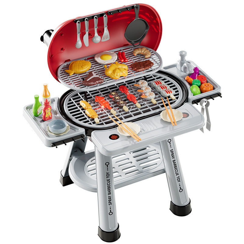 Water-spraying/steaming barbecue toy